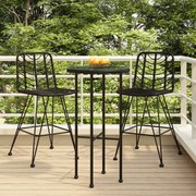 vidaXL Bancos de bar 2 pcs 45x56x103,5 cm vime PE e aço preto