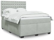 vidaXL Cama com molas/colchão 140x190 cm veludo cinzento-claro