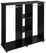 HOMCOM Roupeiro Armário Penderie Meuble de Rangement Mobile 6 Rodízios 120x40x128 cm em Madeira Preto | Aosom Portugal