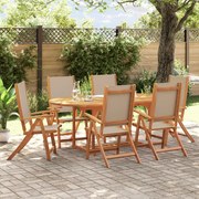 vidaXL 7 pcs conjunto de jantar para jardim acácia maciça e textilene