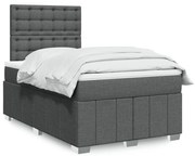 Cama boxspring com colchão 120x190 cm tecido cinzento-escuro