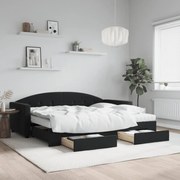 vidaXL Sofá-cama com gavetão e gavetas 90x190 cm veludo preto