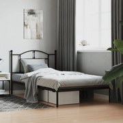 vidaXL Estrutura de cama com cabeceira 100x200 cm metal preto