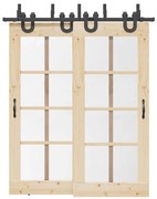 Kit de ferragens para porta deslizante 183 cm aço preto