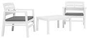 vidaXL Conjunto lounge para jardim 3 pcs plástico branco