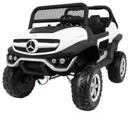 Carro elétrico para Crianças 2 Lugares Mercedes BENZ UNIMOG 12V 4x4 Rodas Espuma EVA, Assento couro ecológico Branco