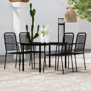 5 pcs Conjunto de jantar para jardim preto