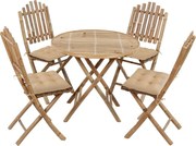 vidaXL 5 pcs conj. de jantar dobrável c/ almofadões p/ exterior bambu