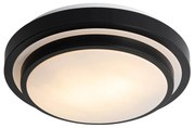 Plafon Moderno Preto com Branco 35cm 2 Luzes IP44 - Walden