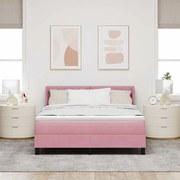 Cama Box Spring com Colchão Rosa 140x190 cm Veludo