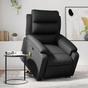 vidaXL Poltrona massagens reclinável elevatória couro artificial preto