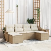 vidaXL Conjunto de Sofá de Jardim com Almofadas Bege Rattan Poliéster