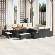 vidaXL Conjunto de sofá de jardim de 13 peças com almofadas creme brancas.