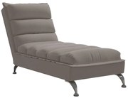 vidaXL Chaise lounge com almofadões tecido cinzento-acastanhado