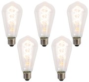 Conjunto de 5 lâmpadas LED E27 com filamento espiral ST64 5W 400 lm 2200K