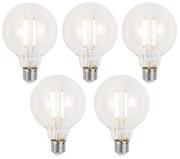 Conjunto de 5 lâmpadas LED E27 inteligentes reguláveis G95 transparentes 7W 806 lm 2700-6500K Zigbee