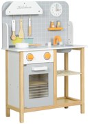 AIYAPLAY Cozinha de Brinquedo para Crianças Cozinha Infantil de Madeira com Sons e Acessórios de Cozinha 57x26x82 cm Multicor | Aosom Portugal