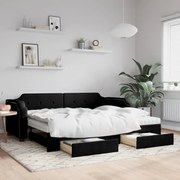 vidaXL Sofá-cama com gavetão e gavetas 90x200 cm tecido preto