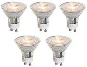 Set van 5 GU10 50mm LED lampen helder 3W 250 lm 2200K