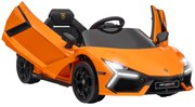 AIYAPLAY Carro Elétrico para Crianças Carro Lamborghini Revuelto com Bateria 12V Faróis LED e Música 105x60x40 cm Laranja | Aosom Portugal