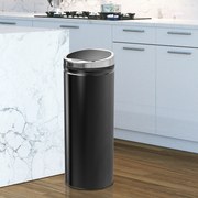 Balde do Lixo Automático 50L com Tampa de Fecho Suave e Silencioso Corpo em Aço Inoxidável Preto