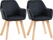 HOMCOM Conjunto de 2 Cadeiras para Sala de Jantar Estofadas em Veludo com Encosto e Pés de Madeira de Borracha 54x57x80 cm Preto | Aosom Portugal