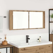 vidaXL Espelho de LED com porta Carvalho Artesanal 100 x 12 x 45 cm