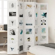 vidaXL Biombo com 5 painéis madeira de paulownia maciça branco