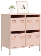 vidaXL Aparador 68x39x73,5 cm aço laminado a frio rosa
