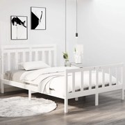 Estrutura de cama dupla pequena 120x190cm madeira maciça branco