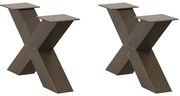 vidaXL Pés para mesa de centro em formato de X, 2 peças, aço natural, 50x(30-31) cm, aço