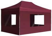 vidaXL Tenda dobrável prof. c/ paredes alumínio 4,5x3m vermelho tinto