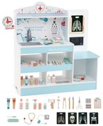 Conjunto de médico de madeira com estetoscópio para crianças maiores de 3 anos - rosa