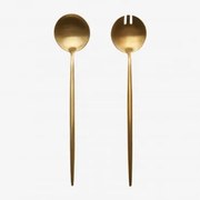 Conjunto De 2 Talheres Para Salada Em Aço Inoxidável Raxiem Ouro Fosco - Sklum