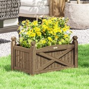 Floreira de Madeira Elevada para Cultivar Plantas Flores Ervas Floreira Retangular 60x39x37 cm Castanho Escuro