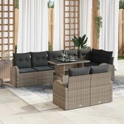 vidaXL Conjunto de Sofá de Jardim com 9 Peças e Almofadas Cinza Polirattan