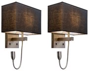 Conjunto de 2 Apliques de Parede em Aço com Abajur