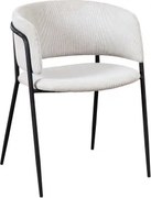 Cadeira De Jantar Estofada Nalon Negro & Bombazina Beige Creme & Bombazina - Sklum