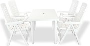 vidaXL Conjunto de jantar de exterior 5 pcs plástico branco