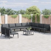 vidaXL Conjunto de Sofá de Jardim 10 pcs Cinzento-escuro Aço