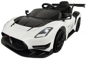 Carro elétrico para crianças Maserati GT2 12V 2.4G, Rodas Borracha, Assento imitação pele Branco