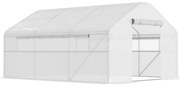 Outsunny Estufa tipo Túnel de Jardim 4x3x2 m Estufa de Exterior com 2 Janelas Cobertura PE Anti UV e 1 Porta de Enrolar Branco | Aosom Portugal