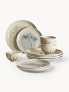 Conjunto de loiça artesanal com padrão de ervas Bea, 4 pessoas, conjunto de 12