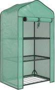 Outsunny Estufa de jardim com 3 prateleiras, estufa de varanda, cobertura reforçada em PE, estrutura em aço, 59 x 39 x 127 cm, verde | Aosom Portugal