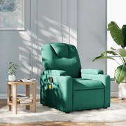 vidaXL Poltrona de massagens reclinável tecido verde-escuro