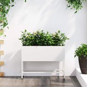 Jardineira Elevada vidaXL 60x26x45 cm Aço Branco