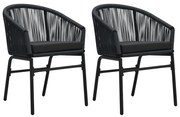 vidaXL Cadeiras de jardim 2 pcs vime PE preto