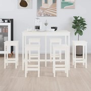 vidaXL 7 pcs conjunto de bar pinho maciço branco
