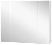 kleankin Armário Casa de Banho com Espelho e Luzes LED Armário com Espelho Casa de Banho com Prateleiras Ajustáveis e USB 90x15x75 cm Branco