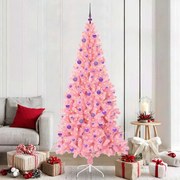 vidaXL Árvore de Natal com 300 LEDs com suporte Rosa 210 cm PVC
